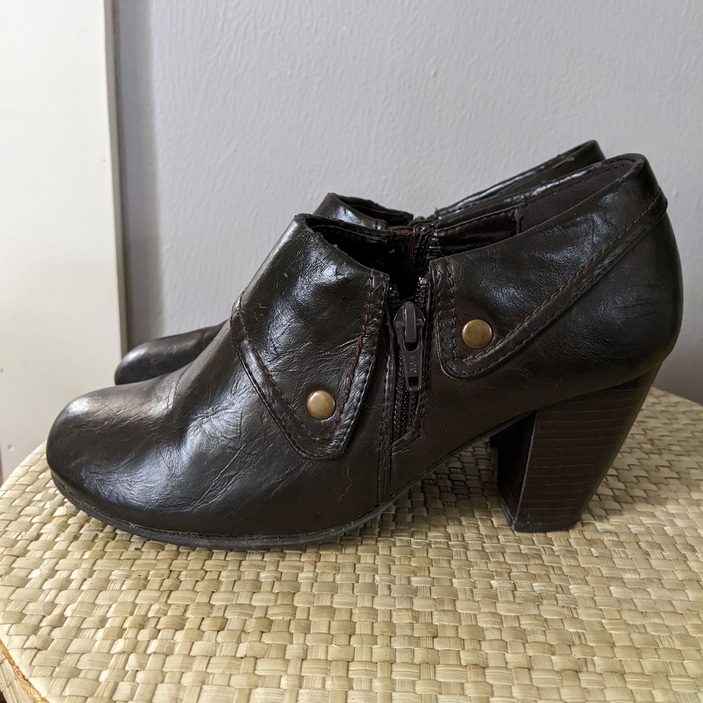 Collared kitten heel booties by Covington